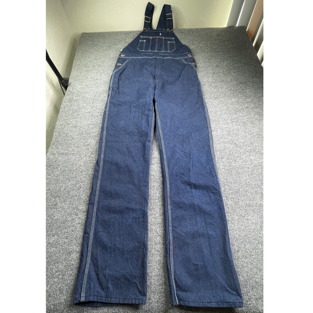 Round House Overalls Men 38x38 Blue Denim Made in USA Workwear Bibs